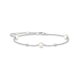 Thomas Sabo Pearls Ladies' Sterling Silver Pearl & Cubic Zirconia Bracelet