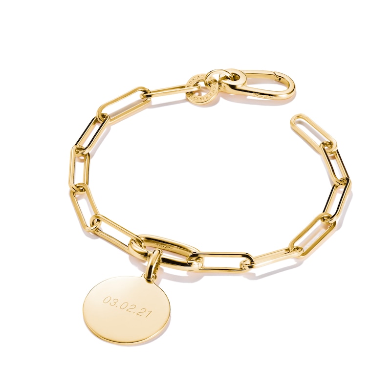Main Image 2 of Thomas Sabo Charm Club Connect Ladies' 18ct Gold-Plated Paperclip Link Charm Bracelet 7.5"