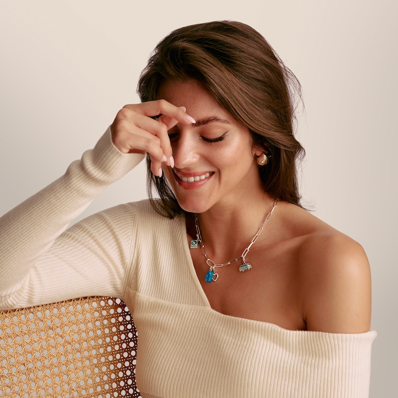 Main Image 2 of Thomas Sabo Charm Club Connect Sterling Silver Paper Link Link Charm Necklace 19.7"