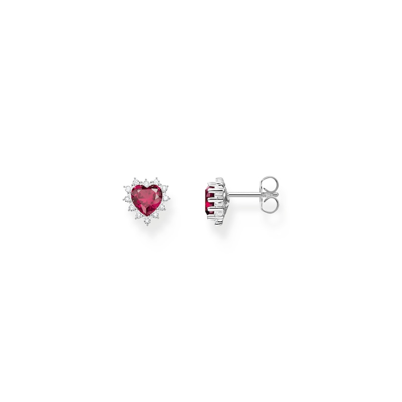 Main Image 1 of Thomas Sabo True Romance Ladies' Sterling Silver Red Heart Stud Earrings