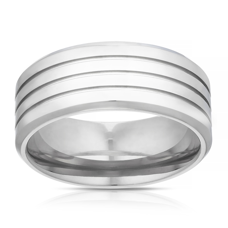 Main Image 1 of Titanium Polished Triple Line Pattern Ring