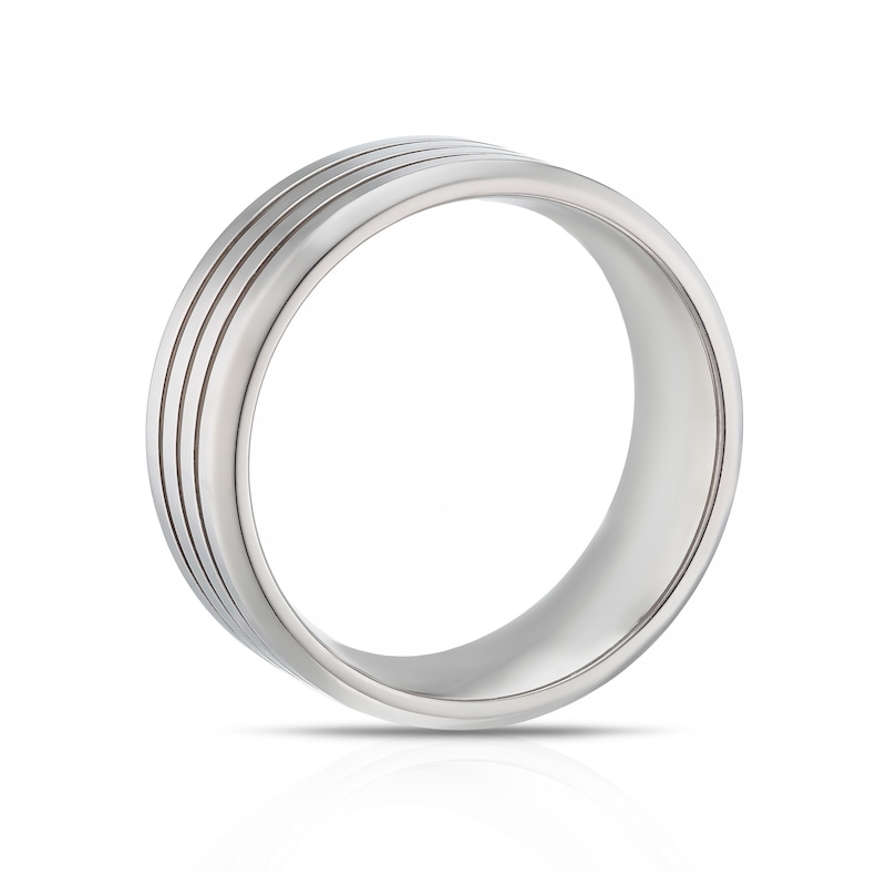 Main Image 3 of Titanium Polished Triple Line Pattern Ring