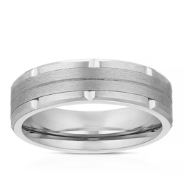 Titanium Matte & Polished Grooved Line Ring