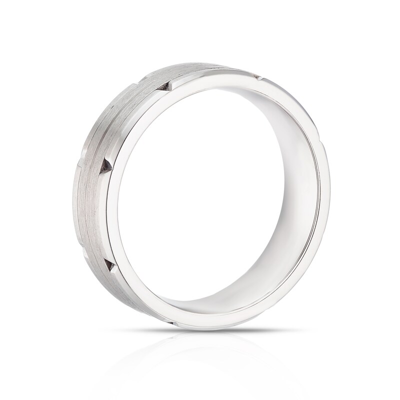 Main Image 3 of Titanium Matte & Polished Grooved Line Ring