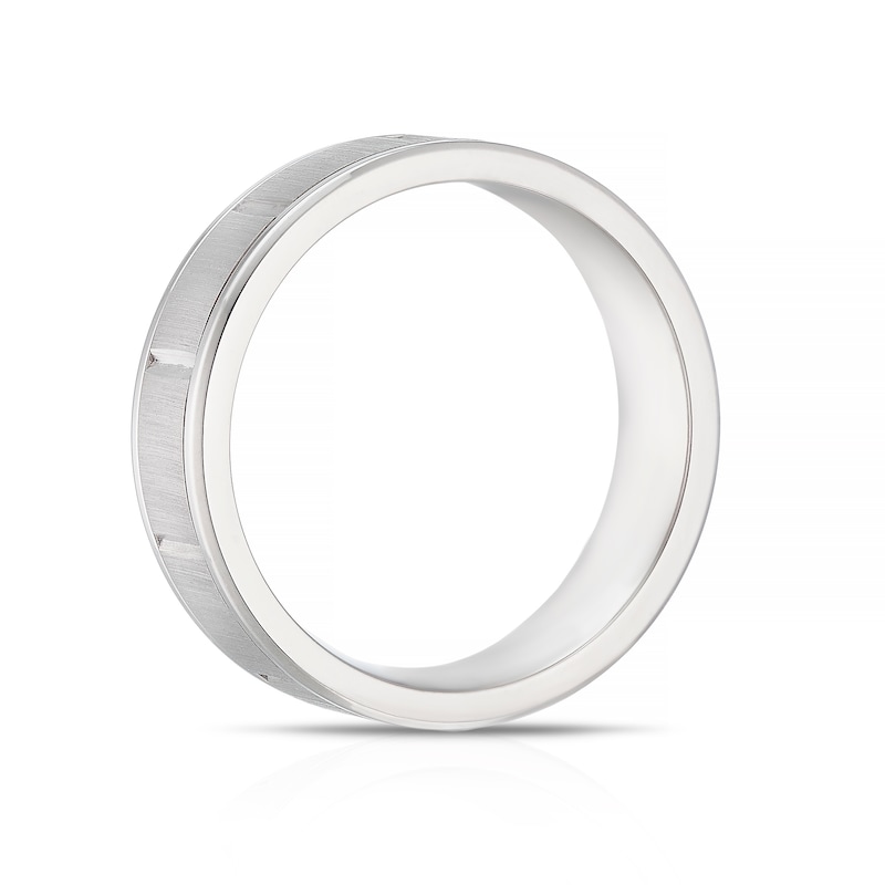 Main Image 3 of Titanium Grooved Matte & Polish Edge Square Pattern Ring