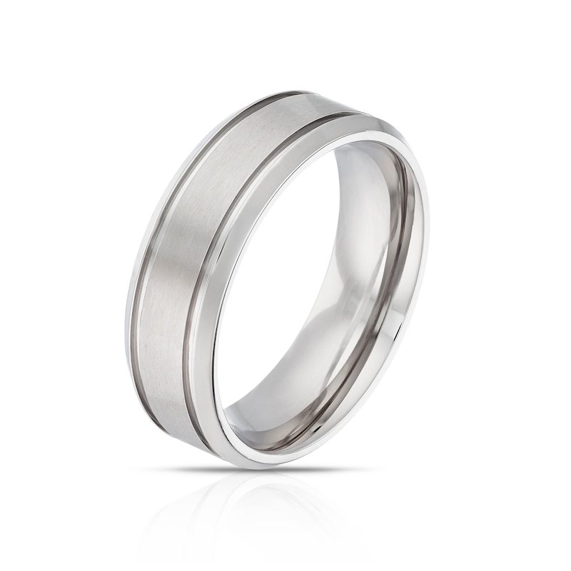 Main Image 2 of Titanium Matte & Polished Line Ring