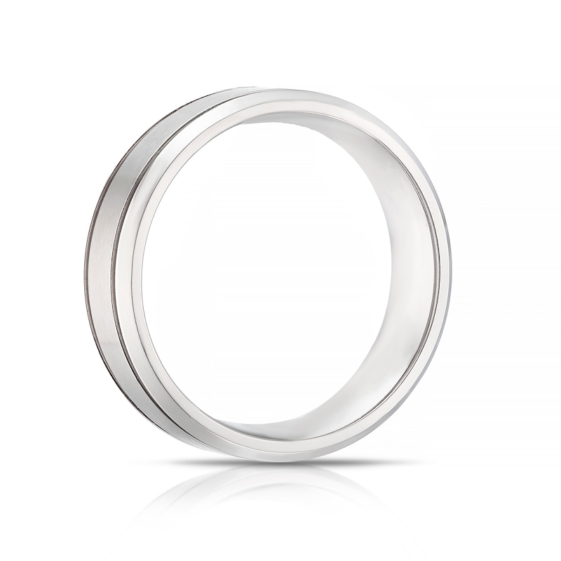 Main Image 3 of Titanium Matte & Polished Line Ring