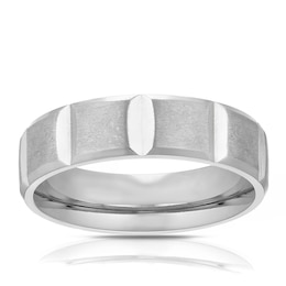 Titanium Grooved Square Pattern Ring