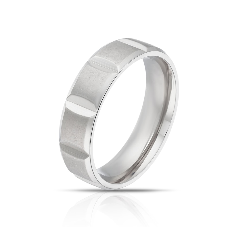 Main Image 2 of Titanium Grooved Square Pattern Ring