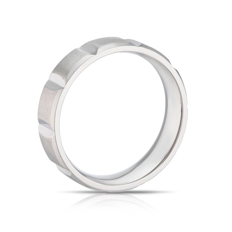 Main Image 3 of Titanium Grooved Square Pattern Ring