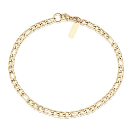 Yellow Gold Plate Stainless Steel 8.25" Figaro Chain Bracelet