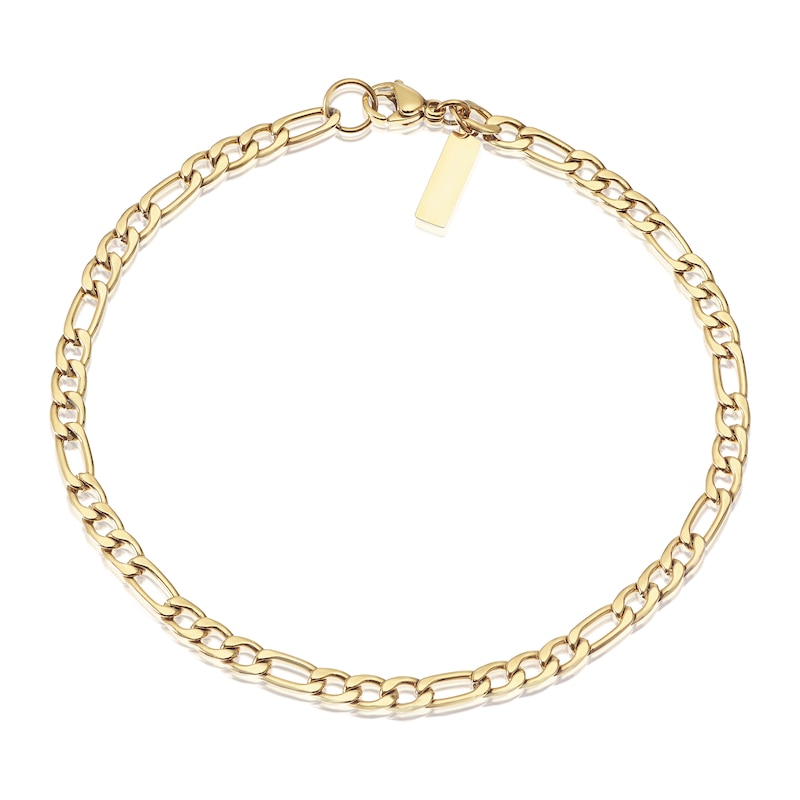 Main Image 1 of Yellow Gold Plate Stainless Steel 8.25" Figaro Chain Bracelet