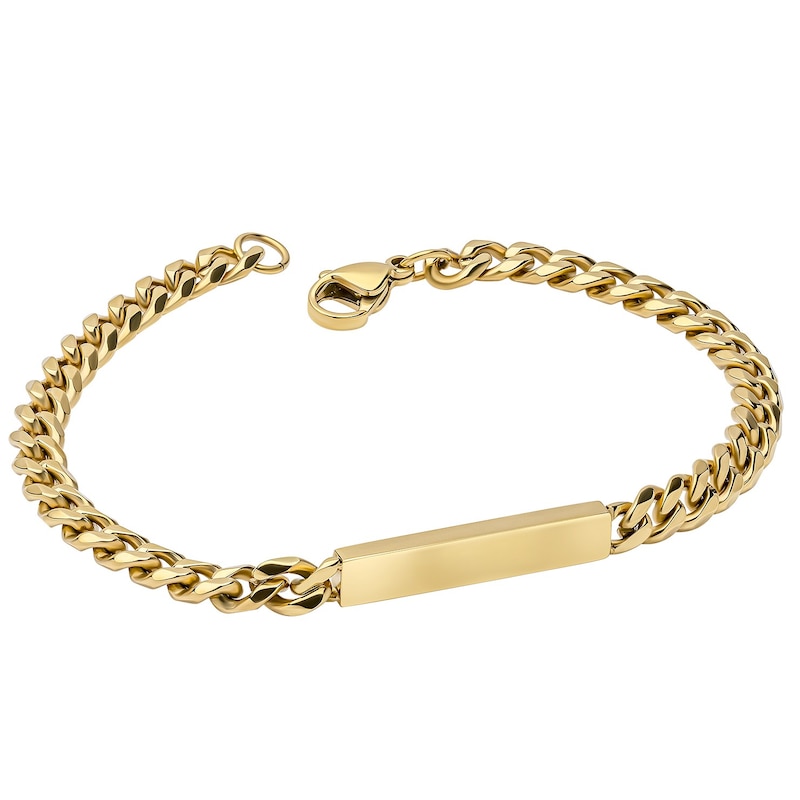 Main Image 1 of Men's Yellow Gold Plate Stainless Steel 7.8" ID Bracelet