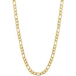Men's Yellow Gold Plate Stainless Steel 19" Figaro Chain Necklace