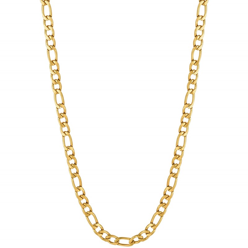 Main Image 1 of Men's Yellow Gold Plate Stainless Steel 19" Figaro Chain Necklace