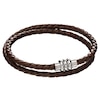 Thumbnail Image 1 of Men's Brown Leather & Stainless Steel  Double Row Wrap Magnetic Bracelet