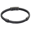 Thumbnail Image 1 of Men's Black Leather Plaited Black IP Station Magnetic Clasp Bracelet