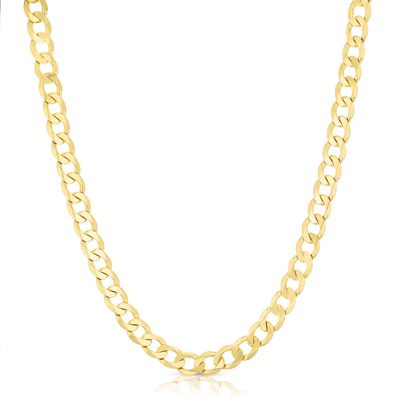 Main Image 1 of Yellow Gold Plate Sterling Silver 16" Flat Curb Necklace