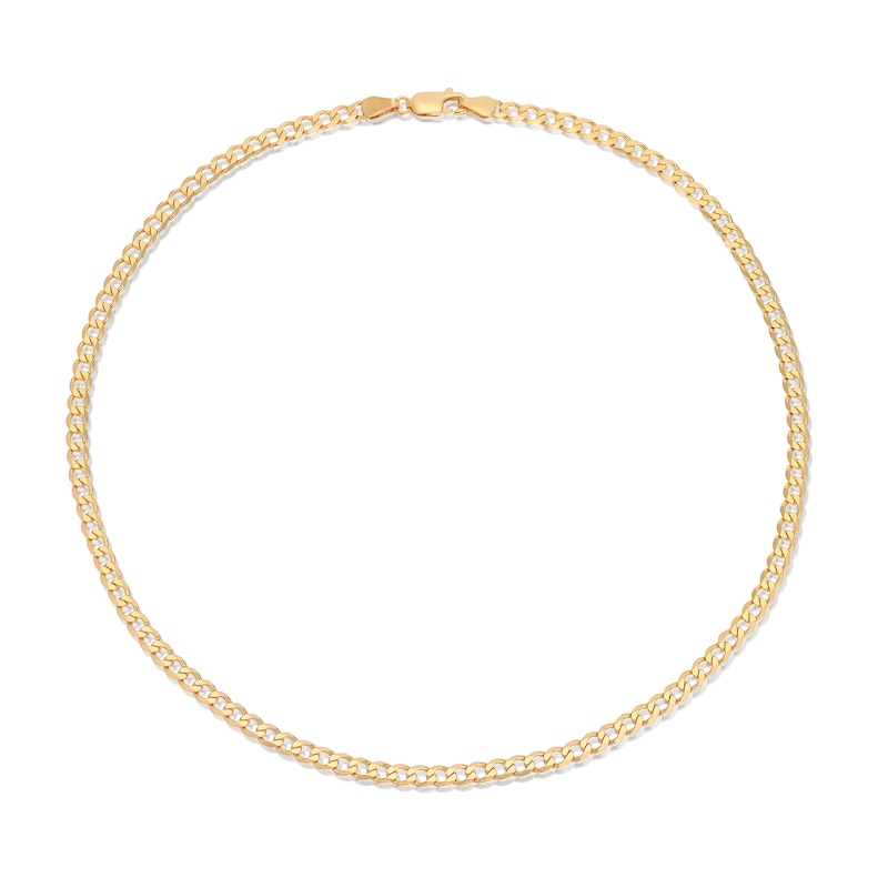 Main Image 2 of Sterling Silver Yellow Gold Plate Flat Curb Necklace 16"
