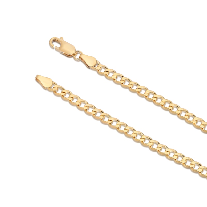 Main Image 3 of Sterling Silver Yellow Gold Plate Flat Curb Necklace 16"