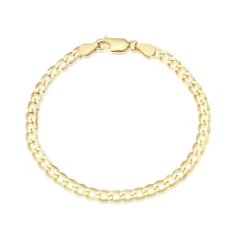 Yellow Gold Plate Sterling Silver 6.5" Flat Curb Bracelet