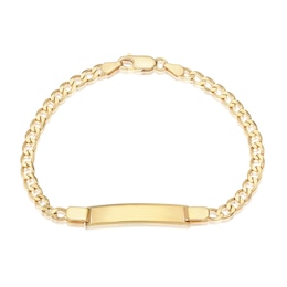 Yellow Gold Plate Sterling Silver 7" Flat Curb ID Bracelet