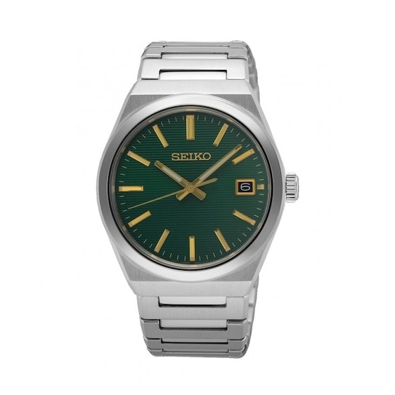 Seiko Essential Time Green Dial Stainless Steel Bracelet Watch