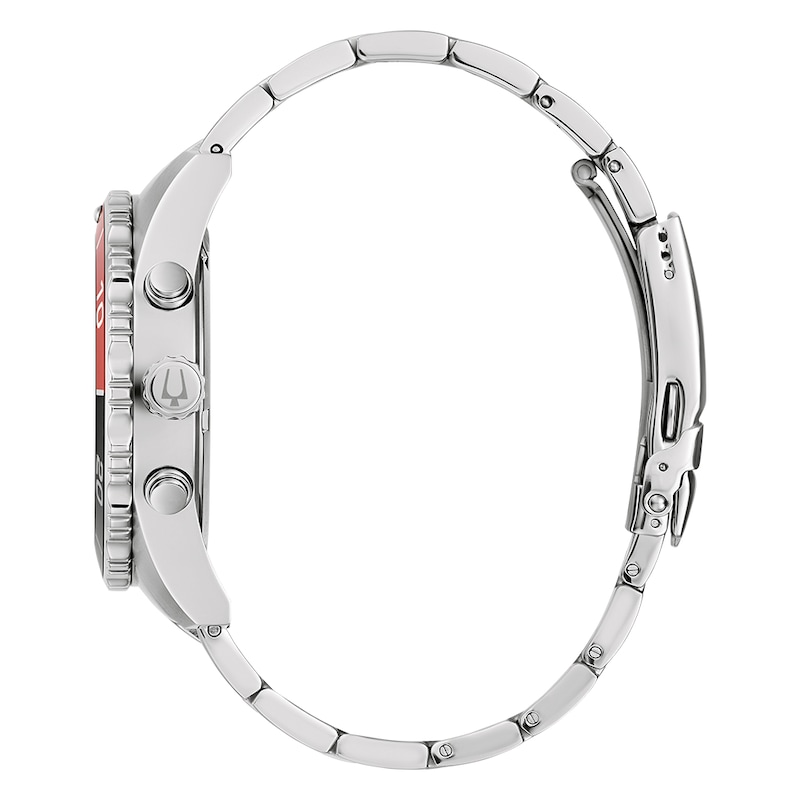 Main Image 2 of Bulova Men's Classic Black & Red Rotating Bezel Brushed Stainless Steel Bracelet Watch