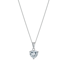 9ct White Gold 18 inches Cubic Zirconia Heart Pendant