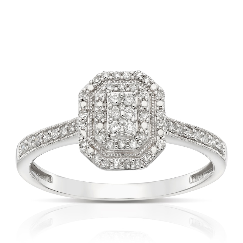 Main Image 1 of Engagement Ring 9ct White Gold 0.20ct Cluster Diamond Ring