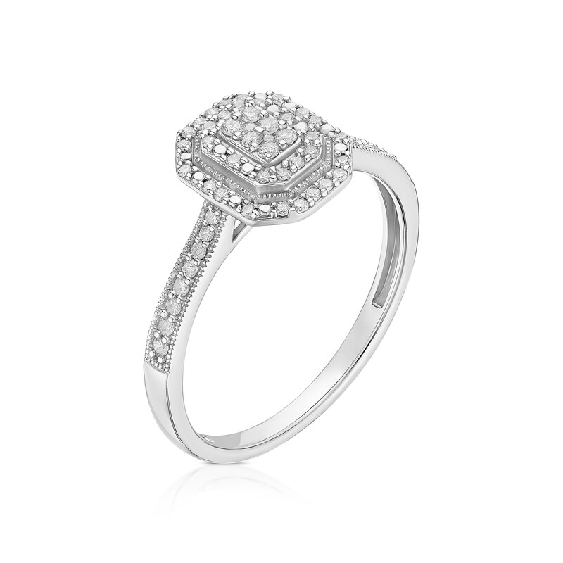 Main Image 2 of Engagement Ring 9ct White Gold 0.20ct Cluster Diamond Ring