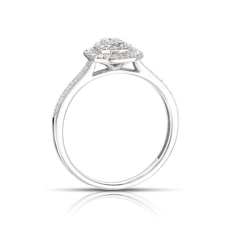 Main Image 3 of Engagement Ring 9ct White Gold 0.20ct Cluster Diamond Ring
