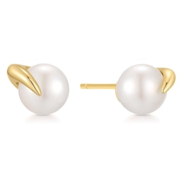 Ania Haie Women's Yellow Gold Plate Cultured Freshwater Pearl Claw Stud Earrings