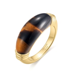 Ania Haie Women's Yellow Gold Plate Tiger Eye Statement Ring