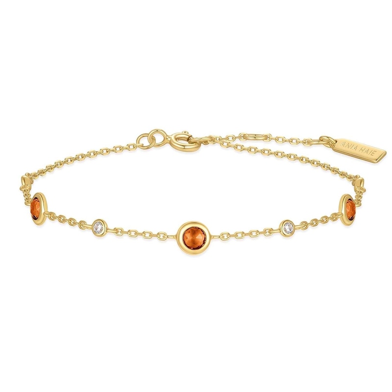 Main Image 1 of Ania Haie Women's Yellow Gold Plate Nano Gem Station Bracelet