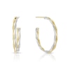 Thumbnail Image 1 of 9ct Yellow & White Gold Two Row Wave Hoop Earrings