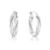 Thumbnail Image 1 of 9ct White Gold Glitter Twist 10mm Hoop Earrings