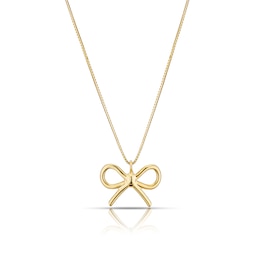 9ct Yellow Gold Bow Pendant Necklace 18"