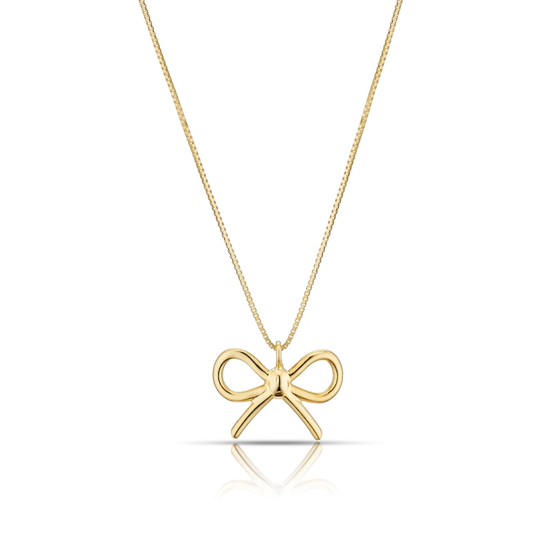 Main Image 1 of 9ct Yellow Gold Bow Pendant Necklace 18"