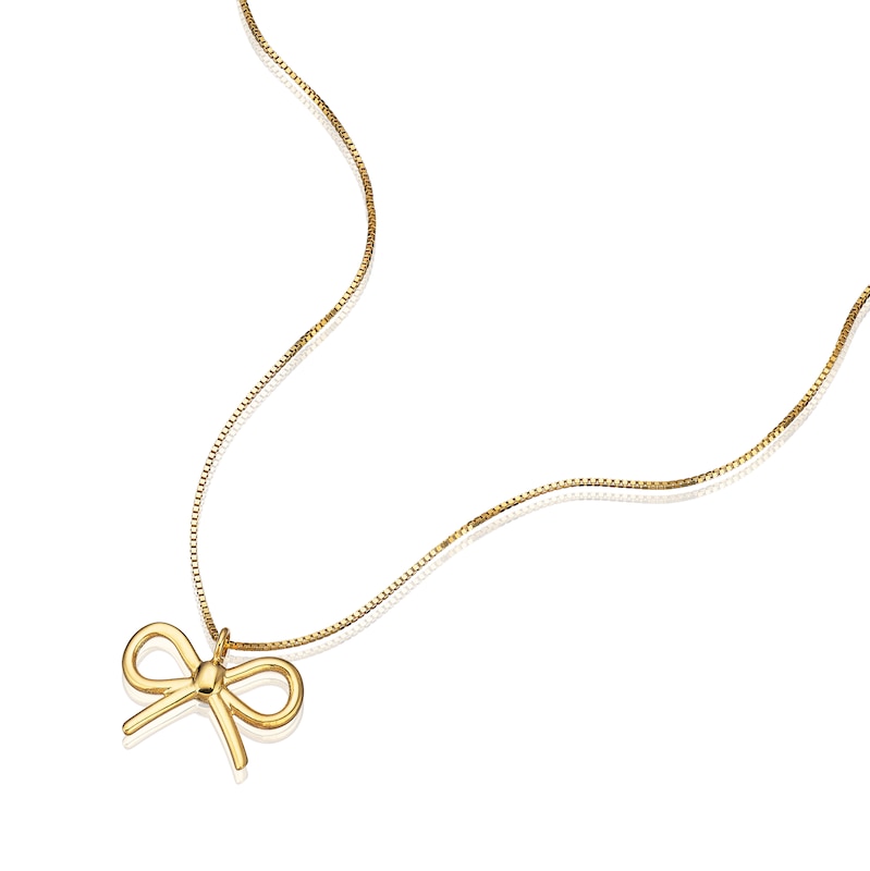 Main Image 2 of 9ct Yellow Gold Bow Pendant Necklace 18"