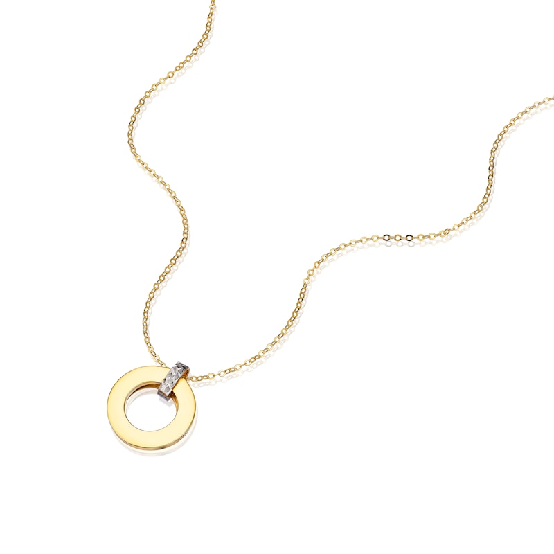 Main Image 2 of 9ct Yellow & White Gold Heart Pendant Necklace 16+2"