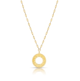 9ct Yellow Gold Open Circle Heart Pattern Pendant Necklace 18"