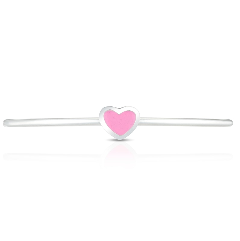 Main Image 2 of Children's Sterling Silver Pink Enamel Heart Torque Bangle