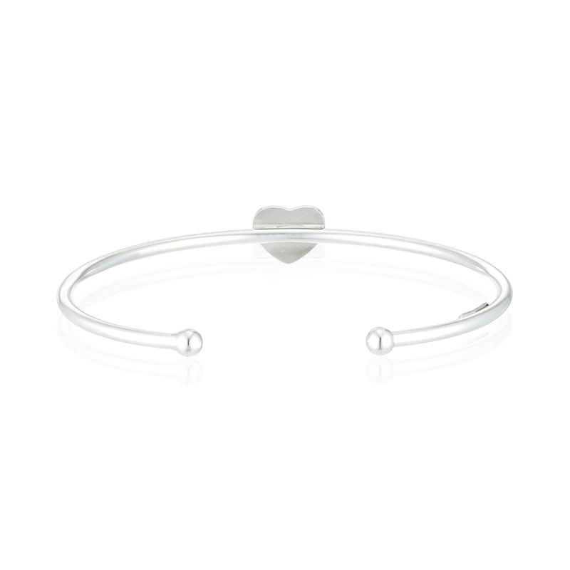 Main Image 3 of Children's Sterling Silver Pink Enamel Heart Torque Bangle