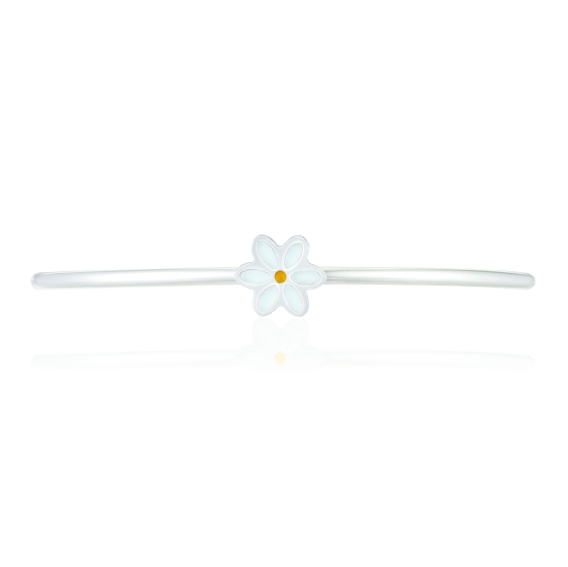 Main Image 2 of Children's Sterling Silver White Enamel Flower Torque Bangle