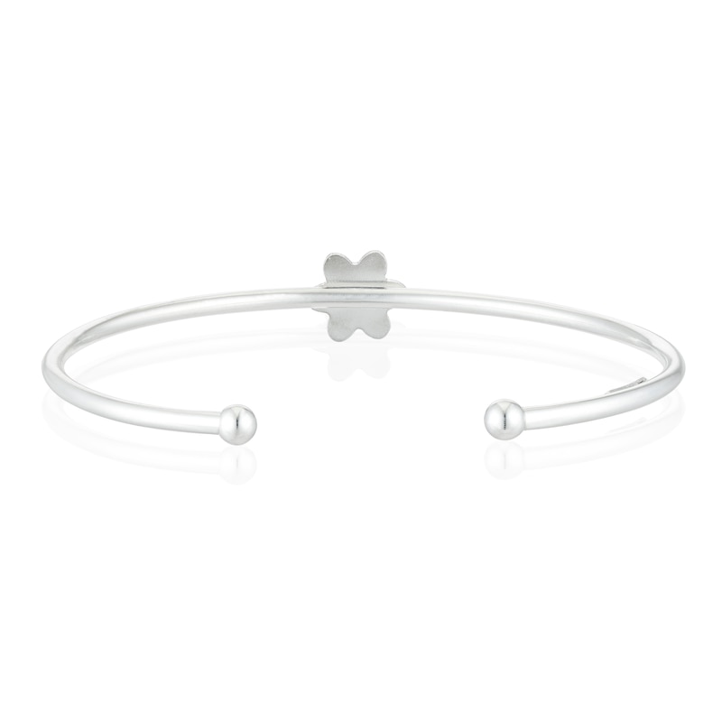 Main Image 3 of Children's Sterling Silver White Enamel Flower Torque Bangle