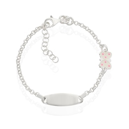 Children's Sterling Silver White Enamel Butterfly Id Bracelet