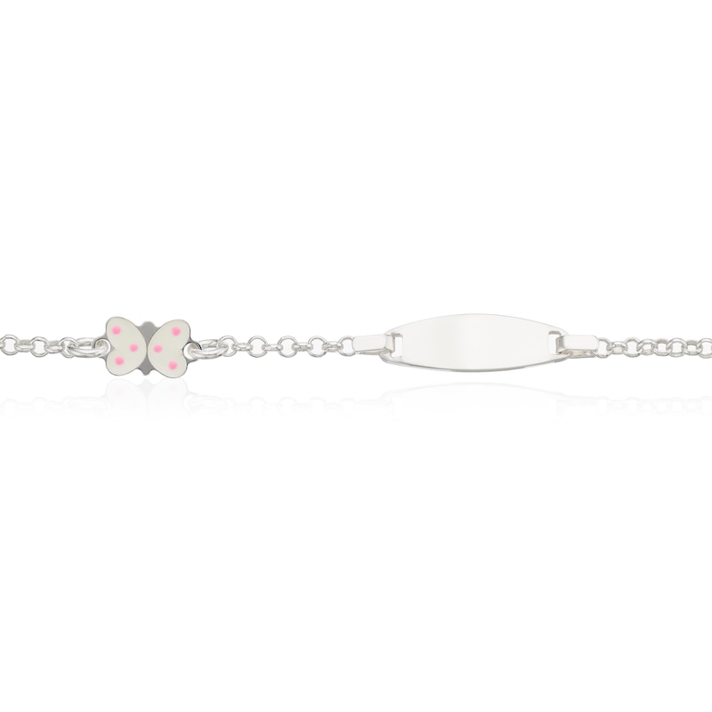 Main Image 2 of Children's Sterling Silver White Enamel Butterfly Id Bracelet