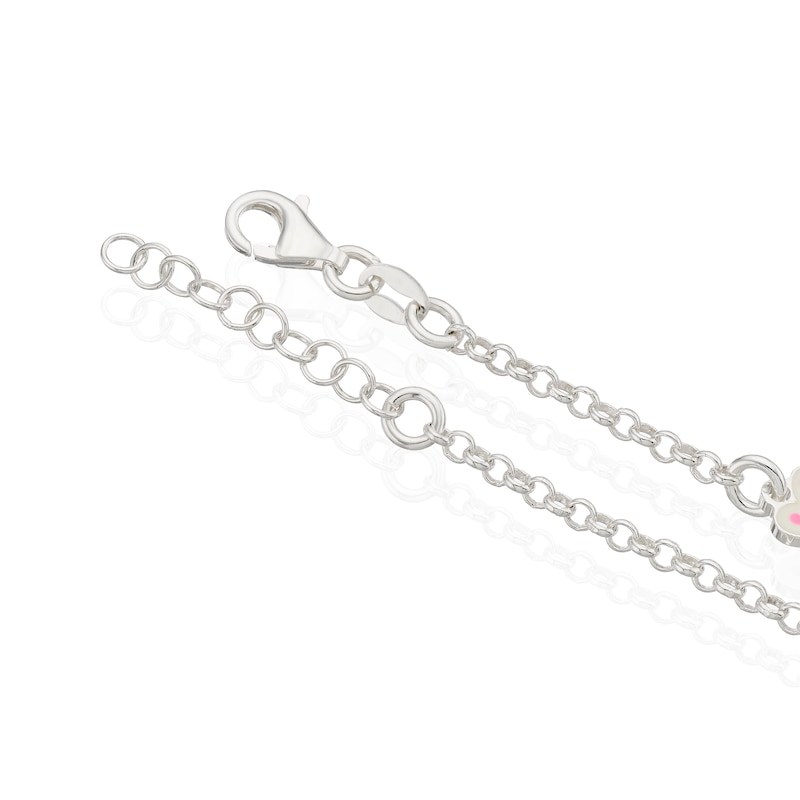 Main Image 3 of Children's Sterling Silver White Enamel Butterfly Id Bracelet