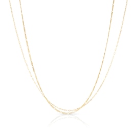 9ct Gold Double Layer Figaro & Flat Belcher Chain 17+1"